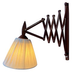 Mid Century Danish Teak Wood Scissor Wall Lamp, 1970s