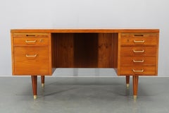 Mid-Century Danish Teak Writing Desk with Brass Details, 1960s