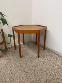 Mid-Century Danish Teakwood Hexagonal Side Table by Hans Christian Anderson.