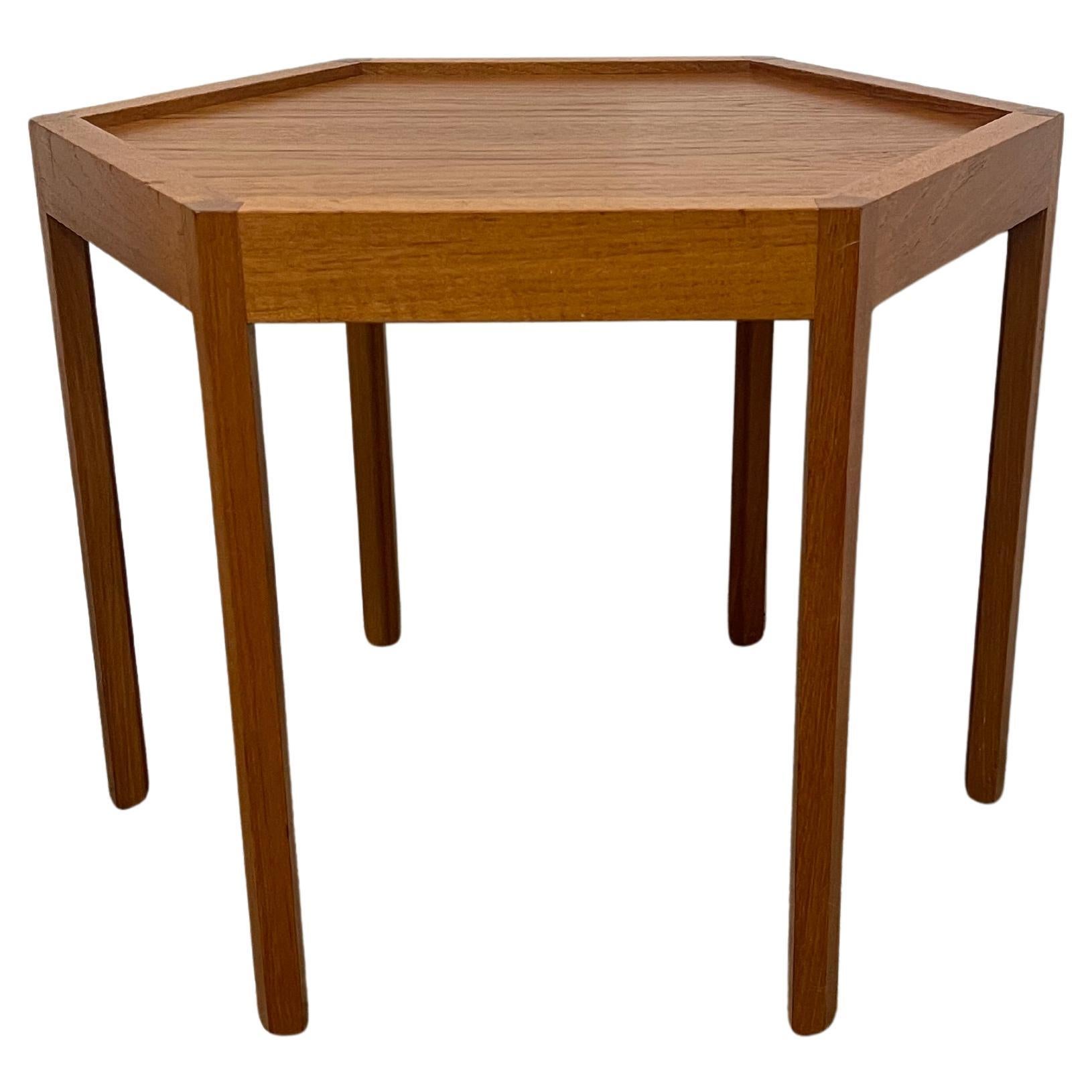 Mid-Century Danish Teakwood Hexagonal Side Table by Hans Christian Anderson.