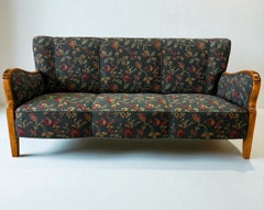 Canapé trois places danois du milieu du siècle en Beeche et tissu original, vers 1950