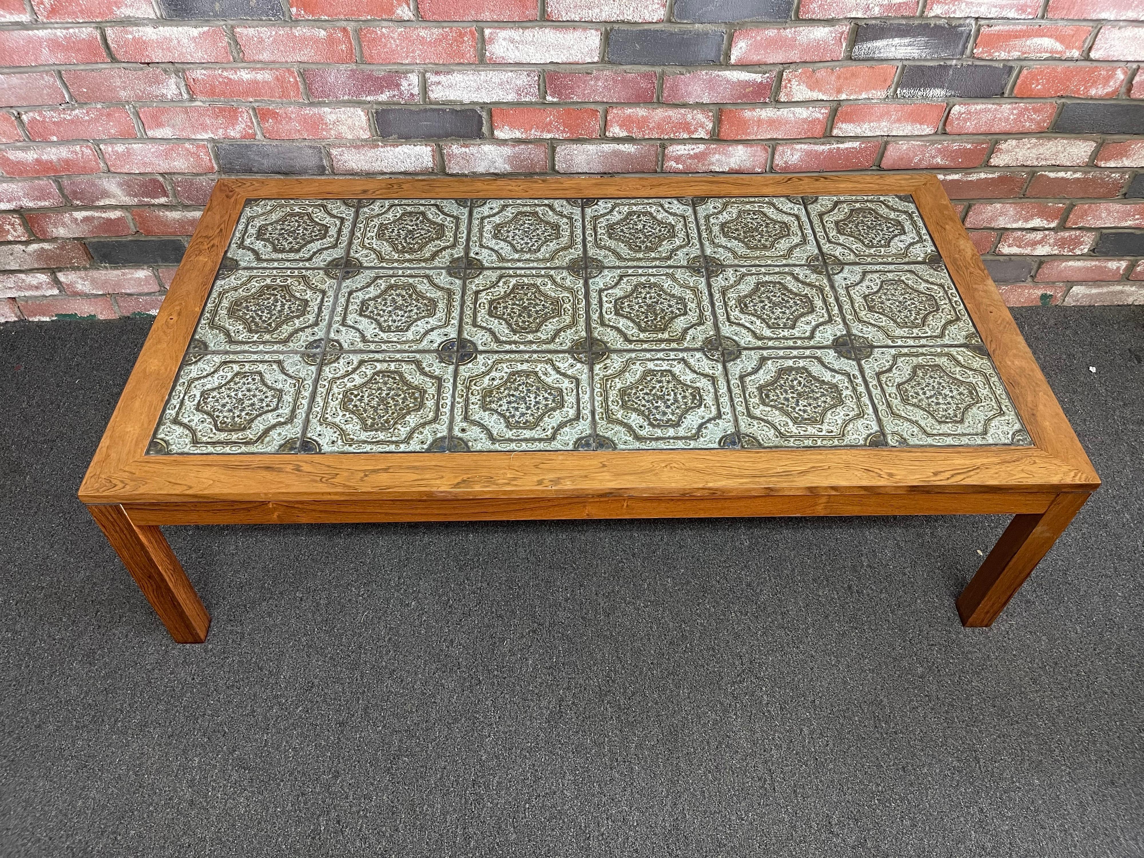 Mid-Century Modern Mid-Century Danish Tile and Rosewood Coffee Table by Findahls Møbelfabrik For Sale