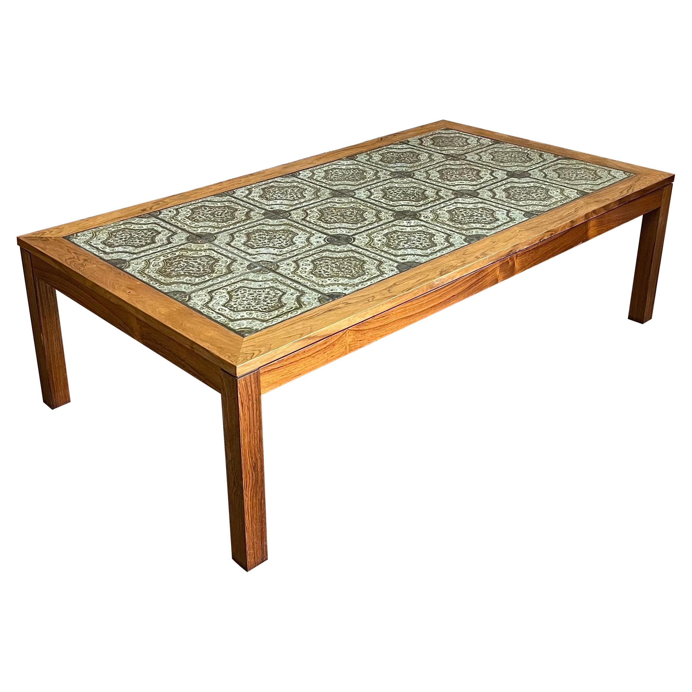 Mid-Century Danish Tile and Rosewood Coffee Table by Findahls Møbelfabrik For Sale