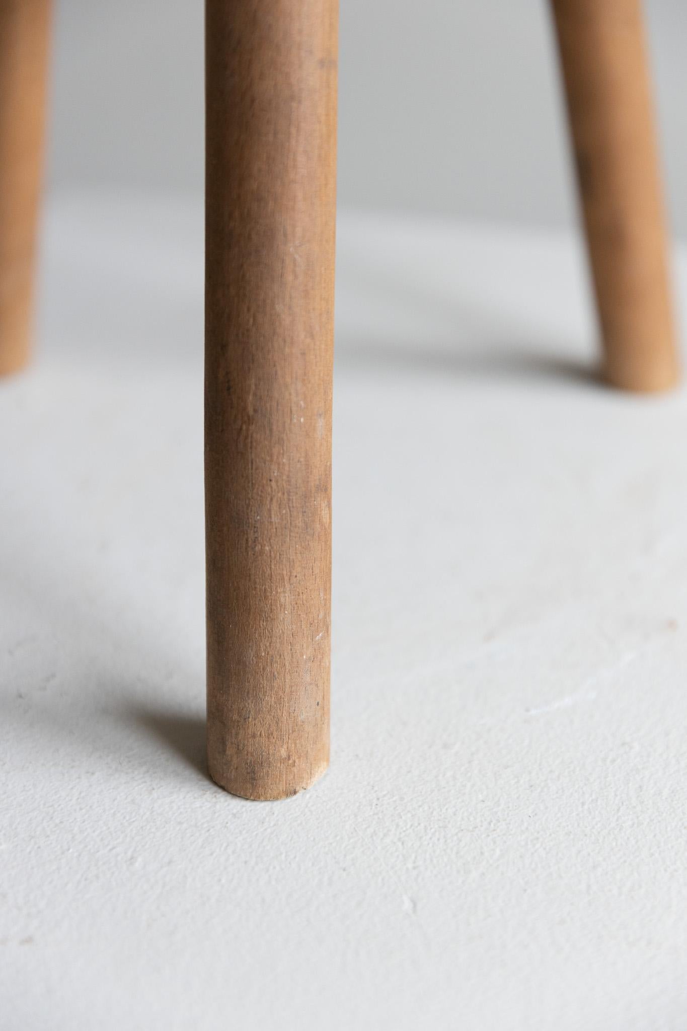 Wool Mid-Century Danish Tripod Stool in Beech, Reupholstered in Lambswool, 1960s For Sale