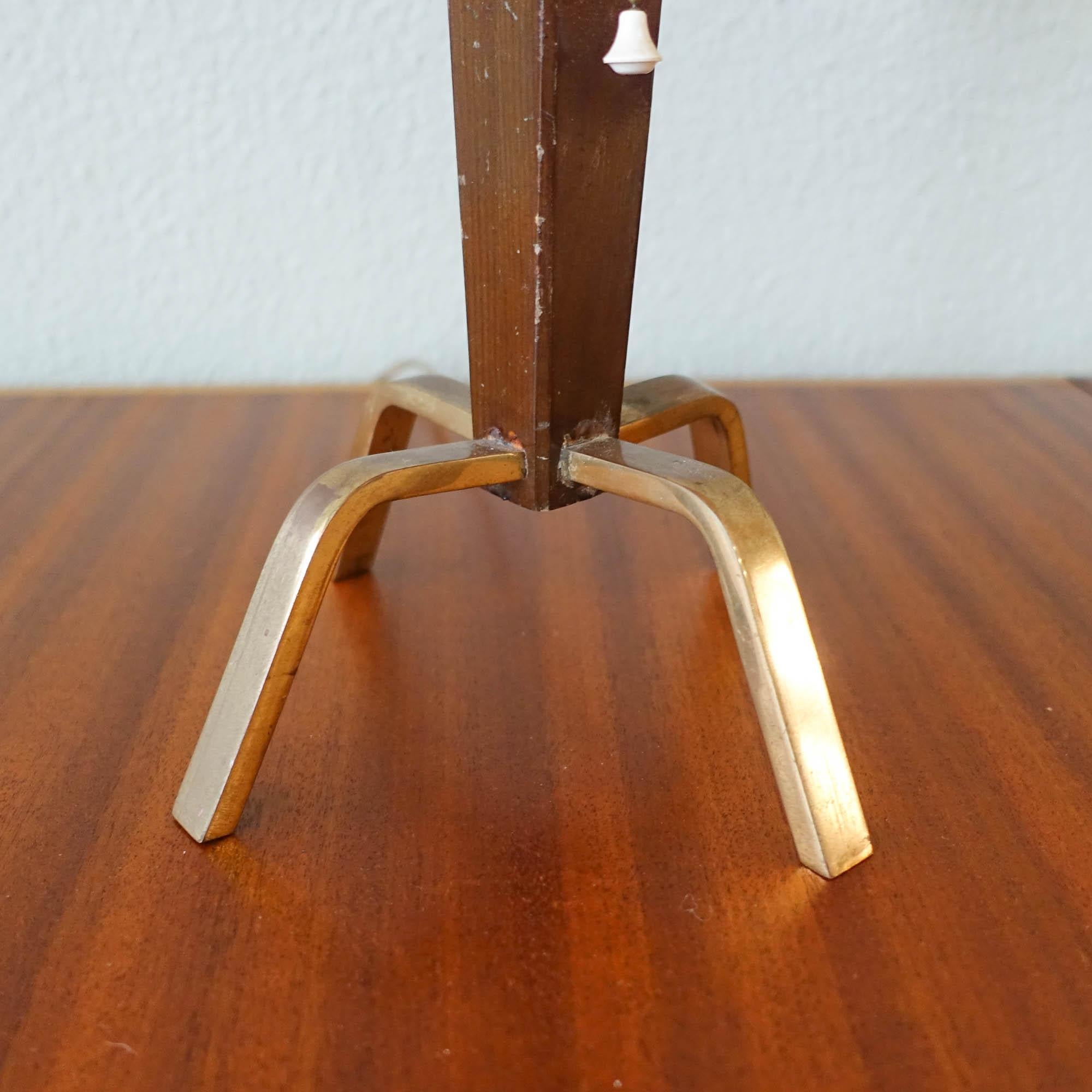 Mid-Century Danish Table Lamp in Wood & Brass, 1950s For Sale 4