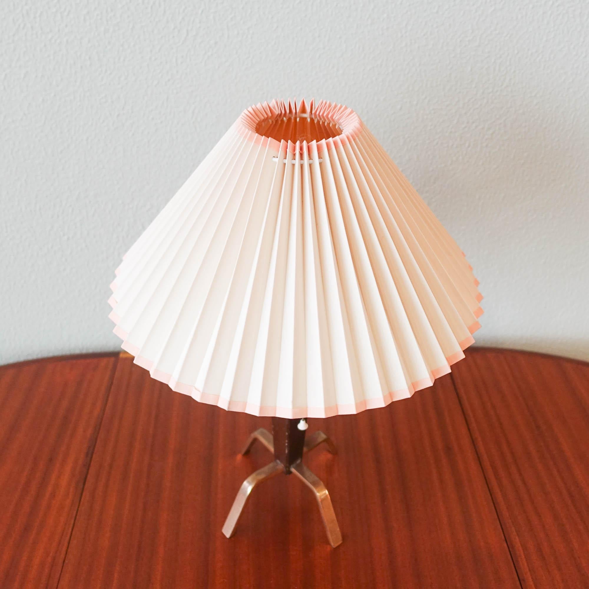 Mid-Century Danish Table Lamp in Wood & Brass, 1950s For Sale 2