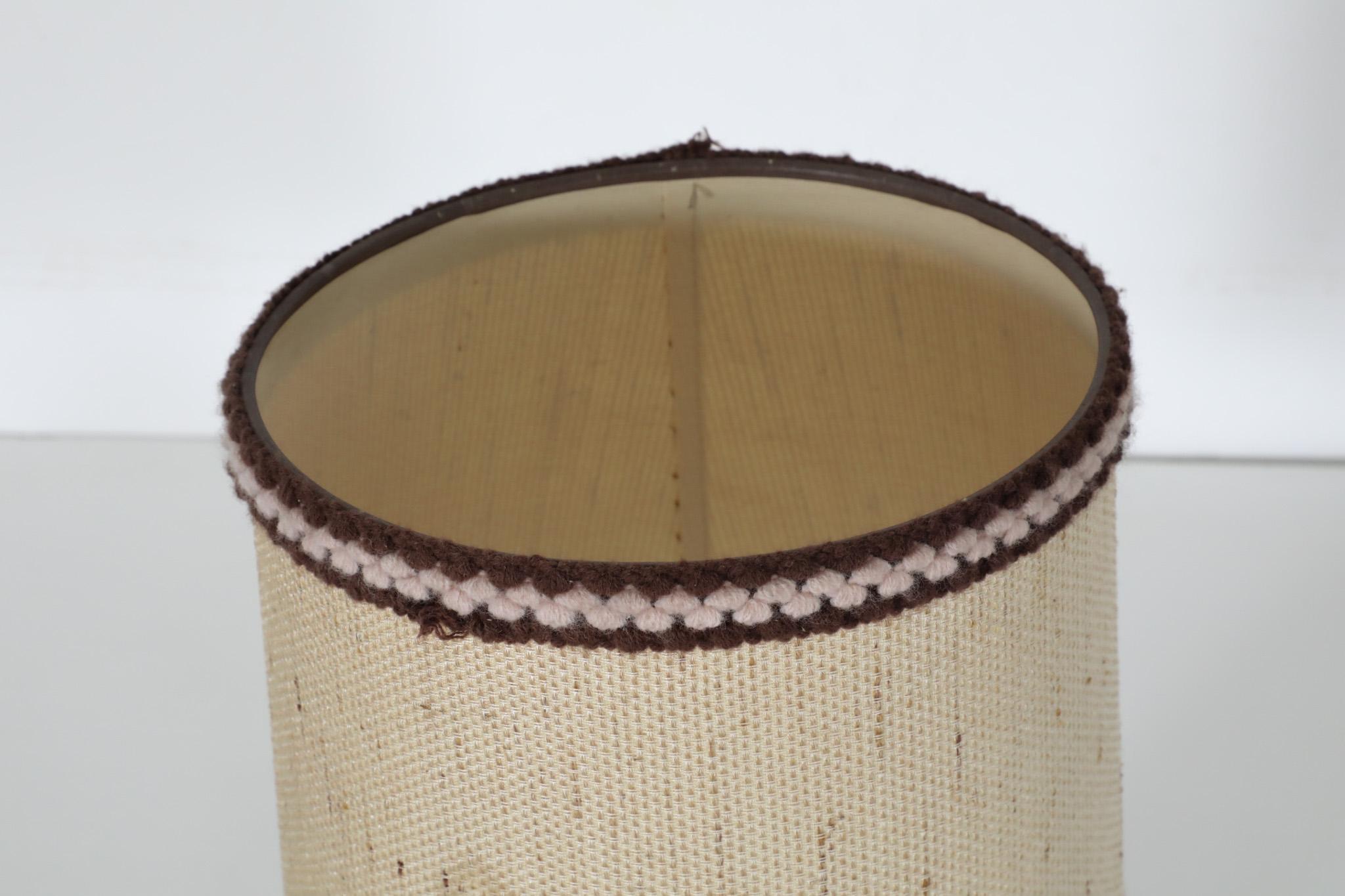 Mid-Century Danish Turned Wood Table Lamp with Fabric Shade For Sale 1