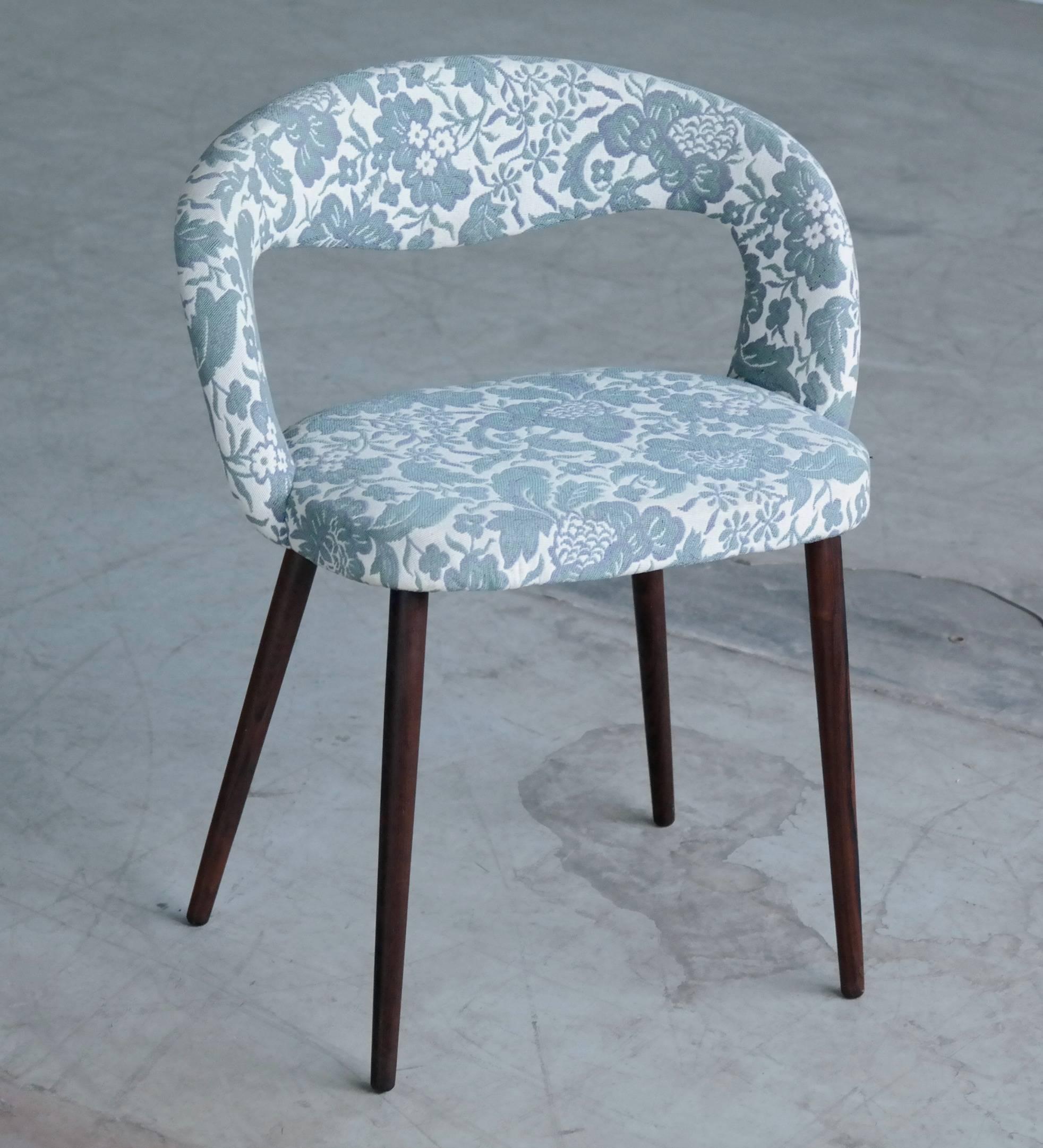 Teak Midcentury Danish Vanity or Dressing Room Chair in Shearling by Frode Holm