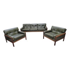 Mid Century Danish Vatne Mobler Teak Sofa & Club Chairs Newly Reupholstered