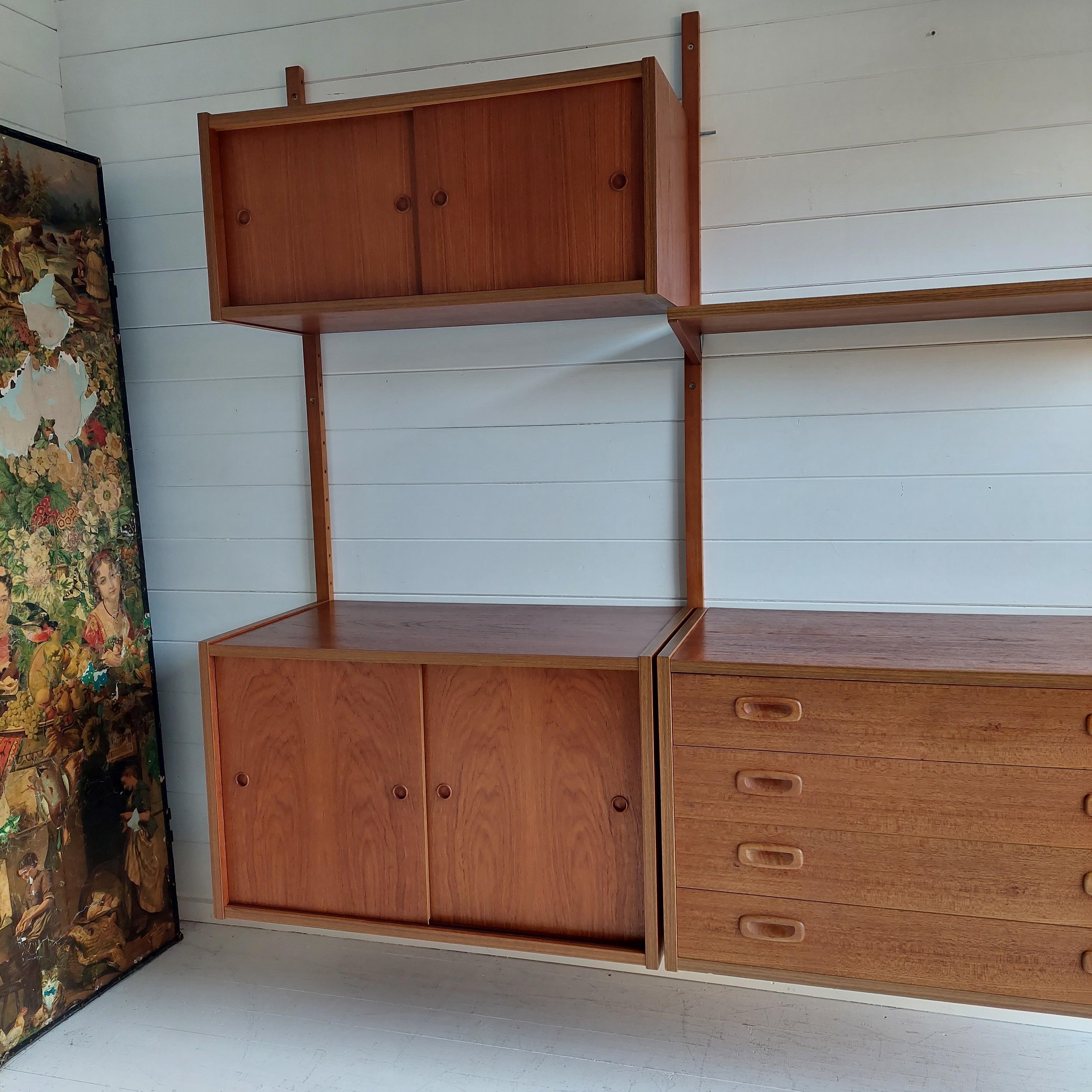 Mid-Century Modern Mid Century Danish Vintage Teak Ps System Wall Unit By Preben Sørensen, 1960s For Sale