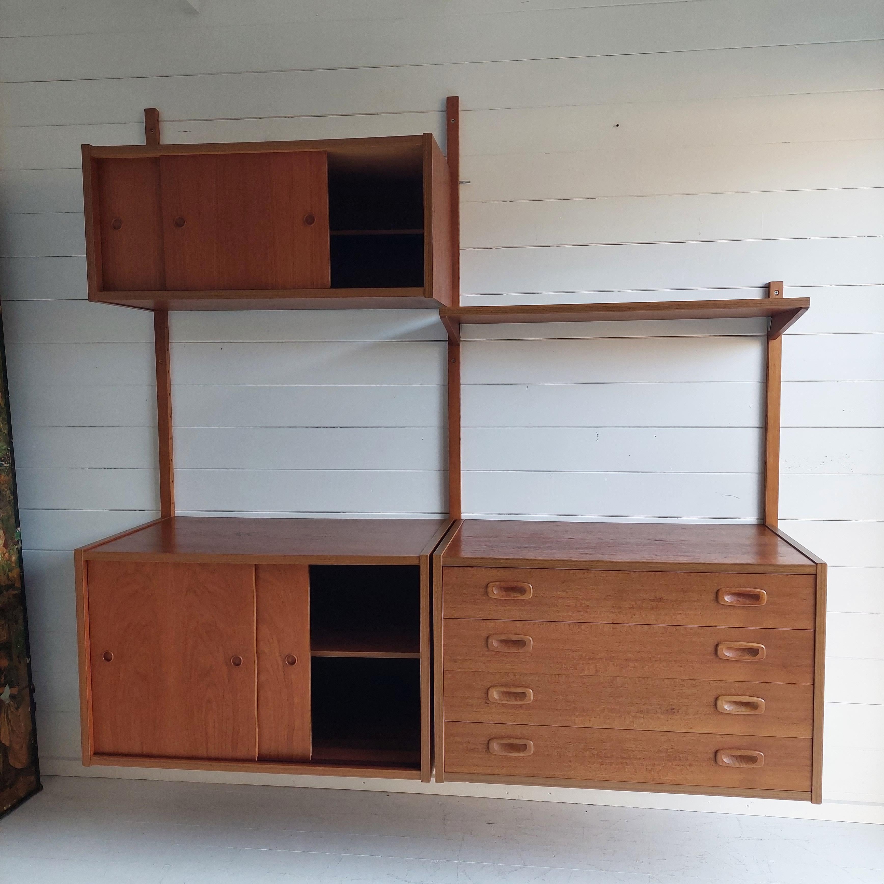 Mid Century Danish Vintage Teak Ps System Wall Unit By Preben Sørensen, 1960s In Good Condition For Sale In Leamington Spa, GB