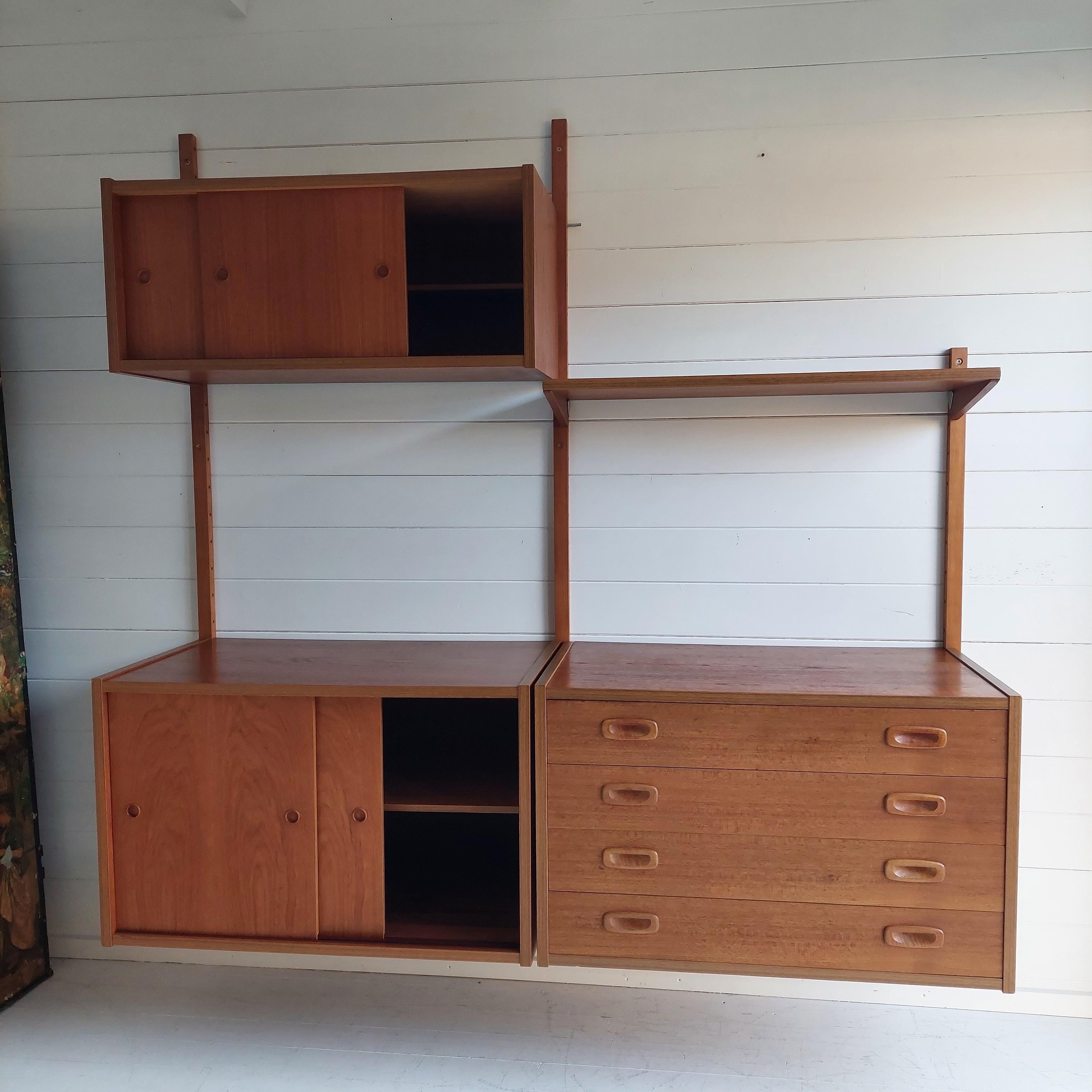 Mid Century Danish Vintage Teak Ps System Wall Unit By Preben Sørensen, 1960s In Good Condition In Leamington Spa, GB