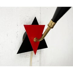 Mid-Century Modern Wall Lamp, Danish Metal Design, Red & Black, 1960s