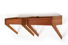 Mid Century Danish Wall Mounted Nightstands by Ølholm