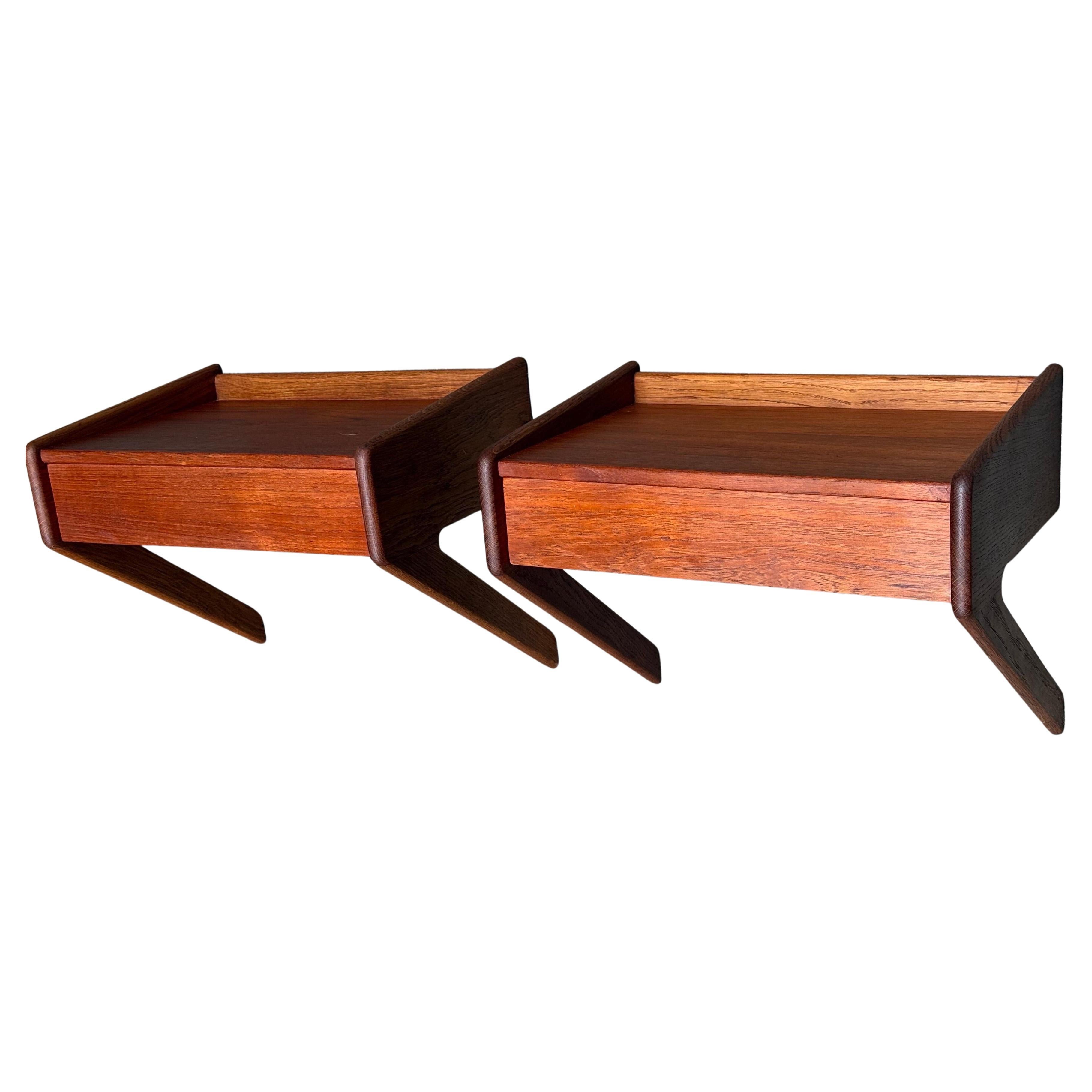 Mid-Century Danish Wall-Mounted Nightstands from Ølholm Møbelfabrik, 1950s