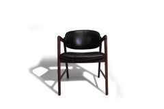Mid Century Danish Walnut Arm Chairs in Black