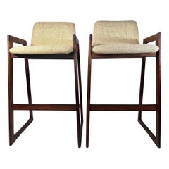 Mid-Century Danish Walnut Bar Stools, a Pair