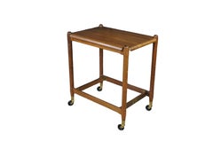 Mid Century Danish Walnut Folding Rolling Bar Cart Trolley Dry Bar MCM