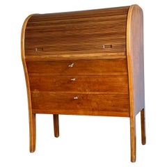 Mid-century Danish walnut roll top desk, dresser or secretary, circa 1950s