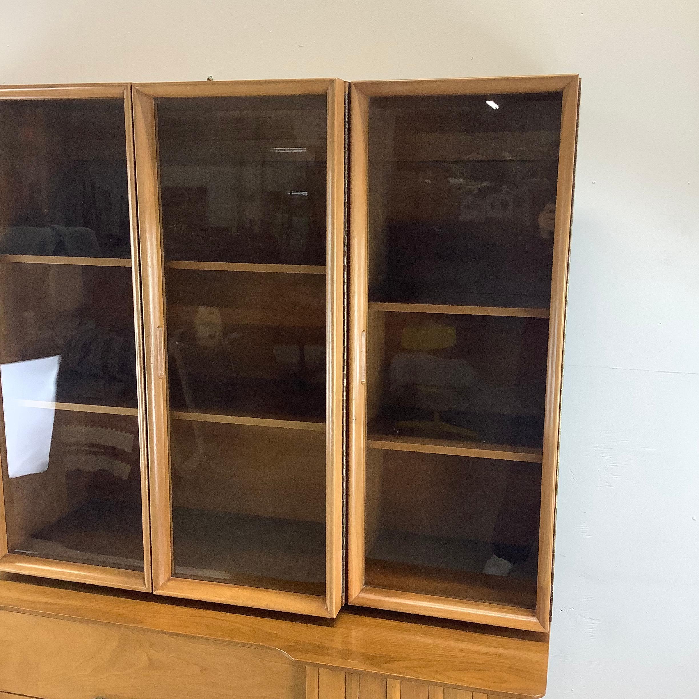 Unknown Mid-Century Danish Walnut Sideboard With Display Hutch