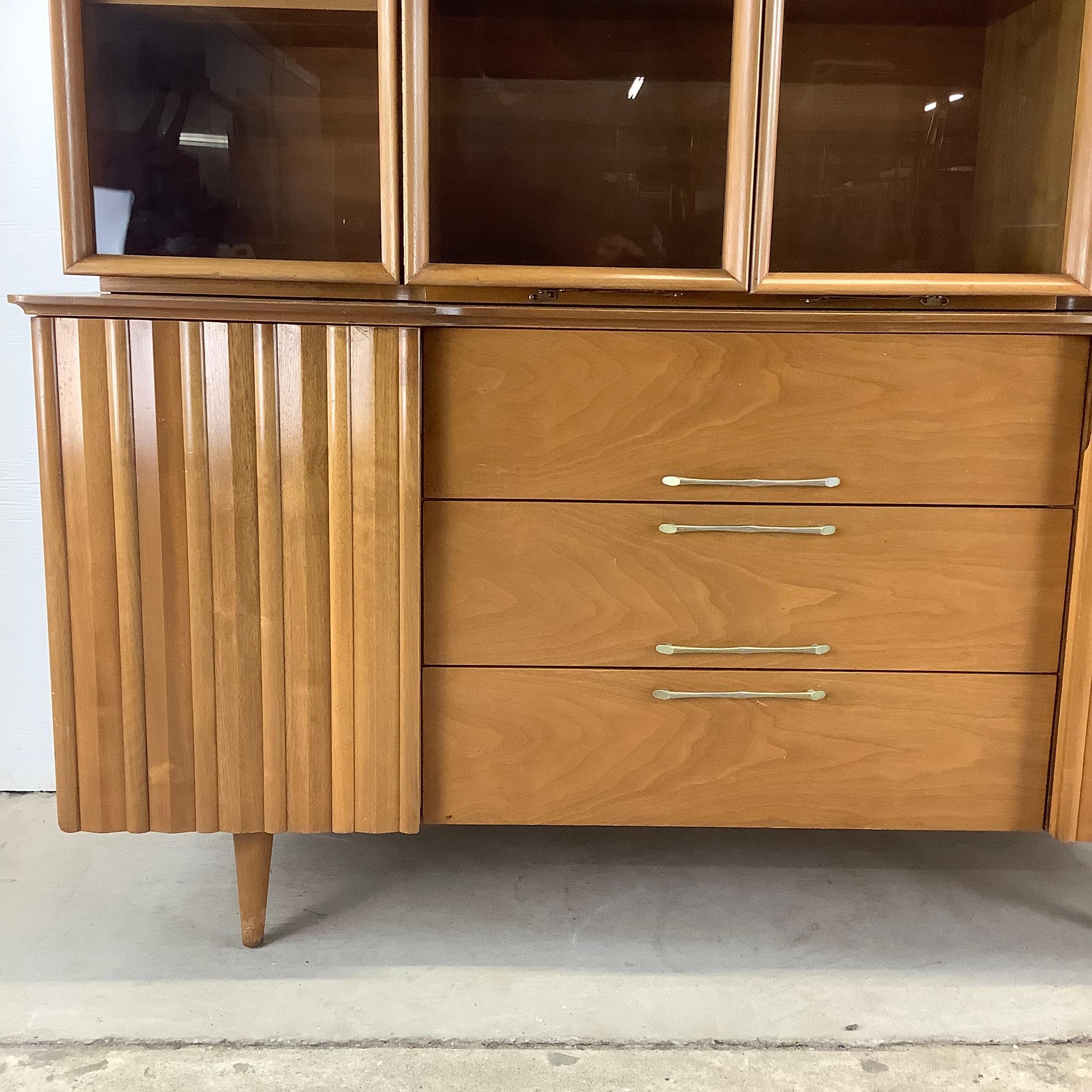 Veneer Mid-Century Danish Walnut Sideboard With Display Hutch