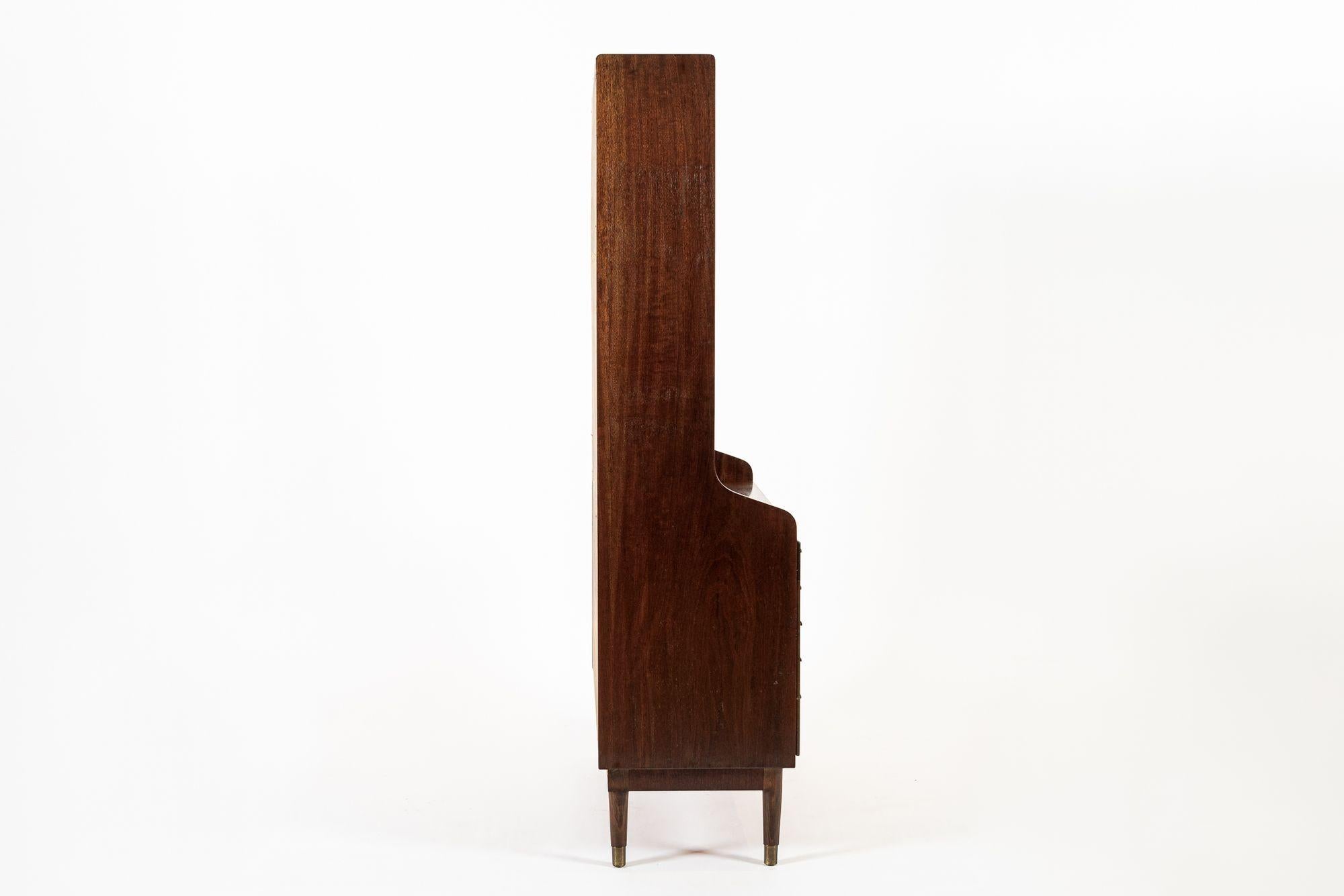 Mid Century Danish Walnut Wood Bookcase & Pull-Out Secretary Desk, 1960s For Sale 11