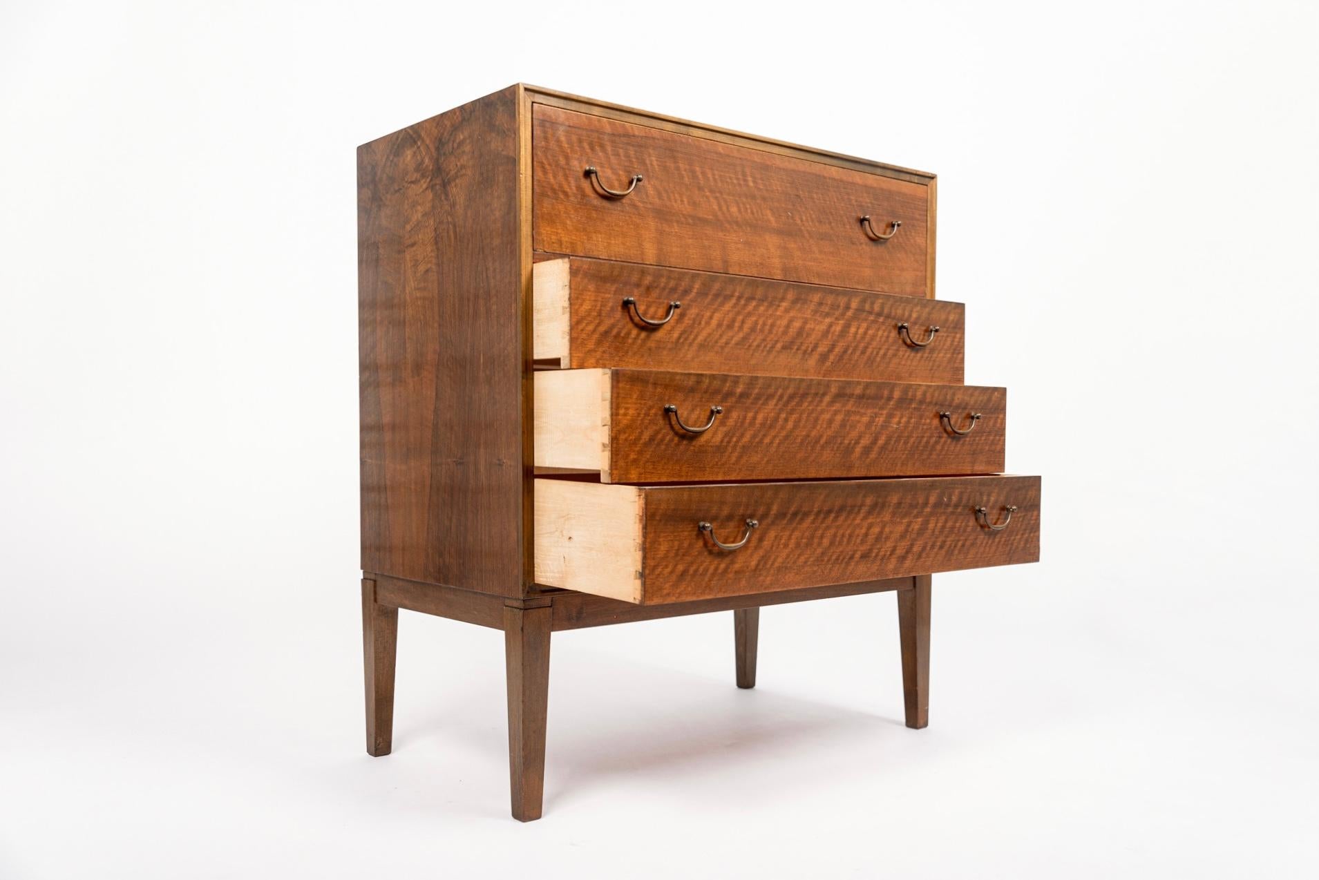 Mid Century Danish Walnut Wood Dresser with Vanity, 1960s 5