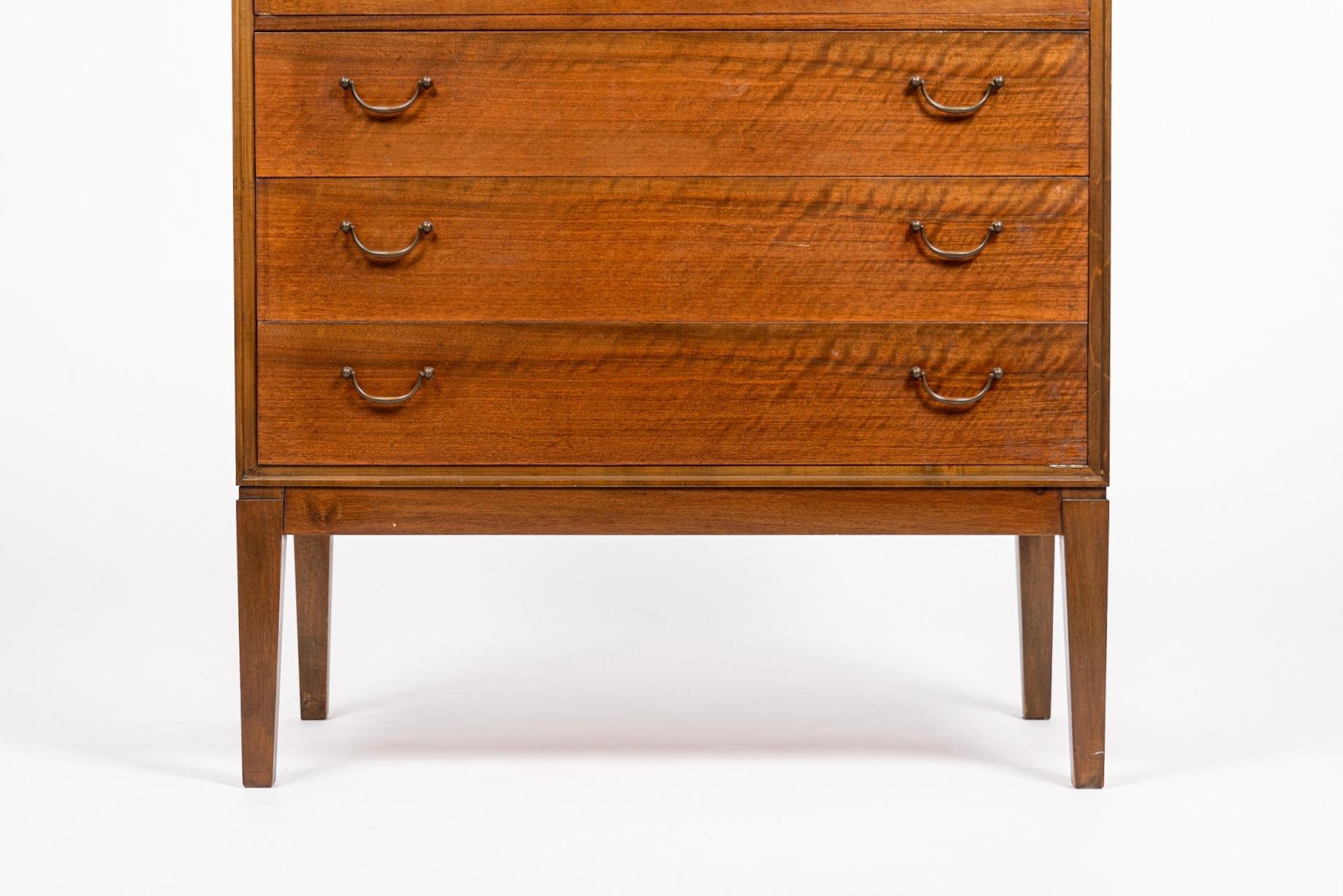Mid Century Danish Walnut Wood Dresser with Vanity, 1960s In Good Condition In Detroit, MI