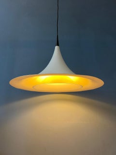 Mid Century Danish White Space Age Witch Hat Pendant Lamp, 1970s