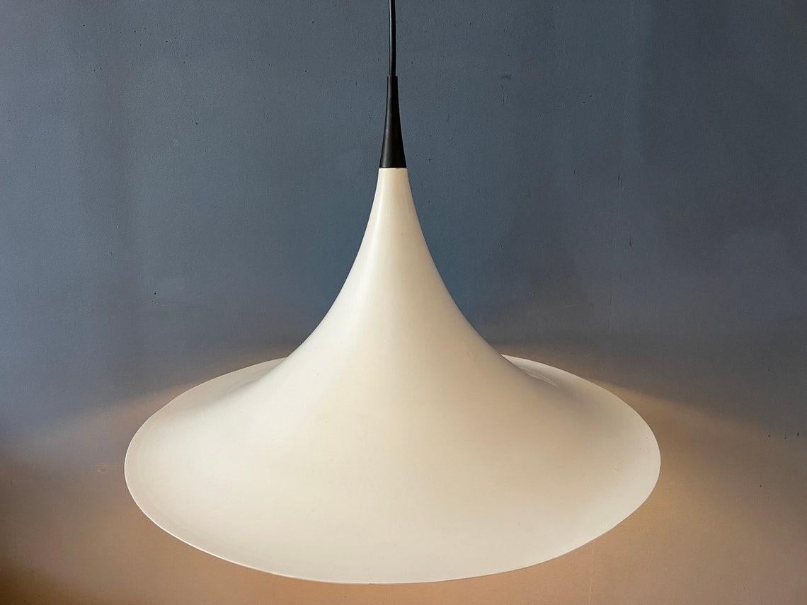 Mid Century Danish White Space Age Witch Hat Pendant Lamp, 1970s For Sale 1