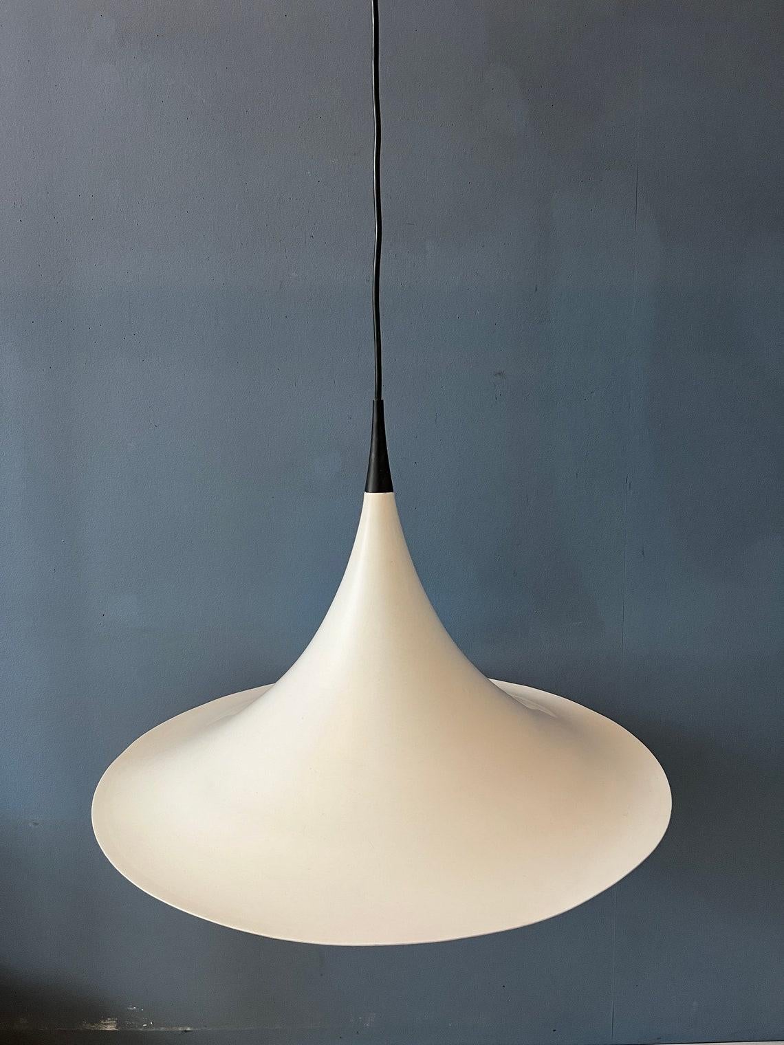 Mid Century Danish White Space Age Witch Hat Pendant Lamp, 1970s For Sale 2
