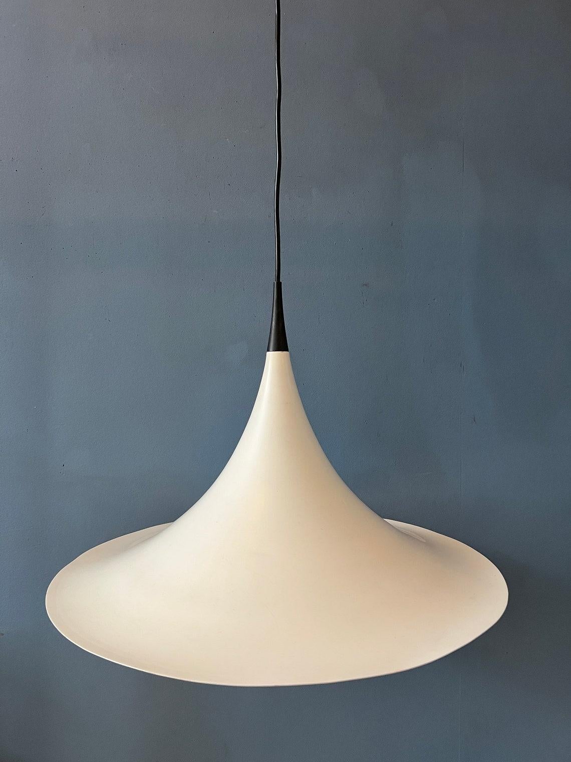 Mid Century Danish White Space Age Witch Hat Pendant Lamp, 1970s For Sale 3