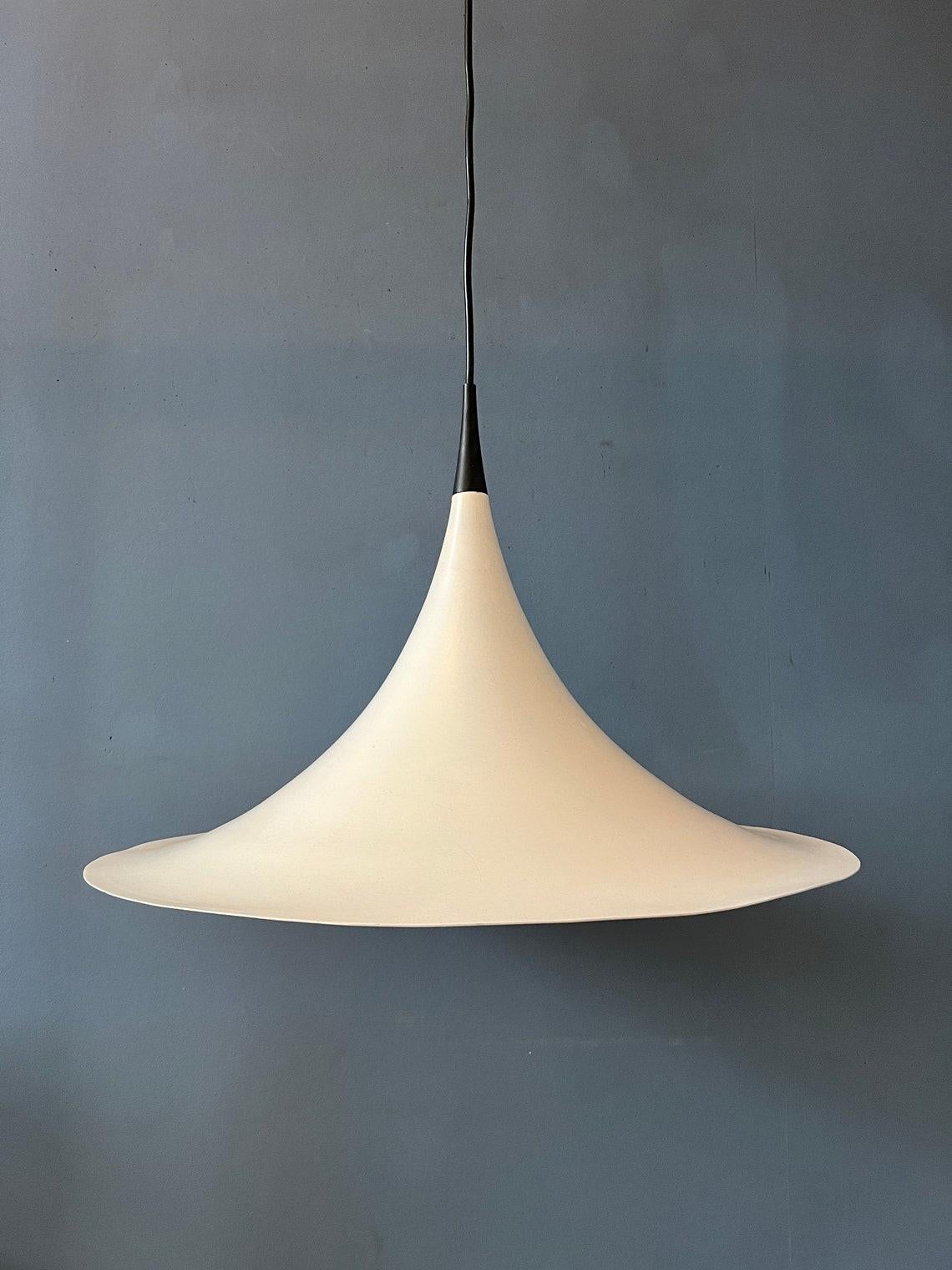 Mid Century Danish White Space Age Witch Hat Pendant Lamp, 1970s For Sale 4