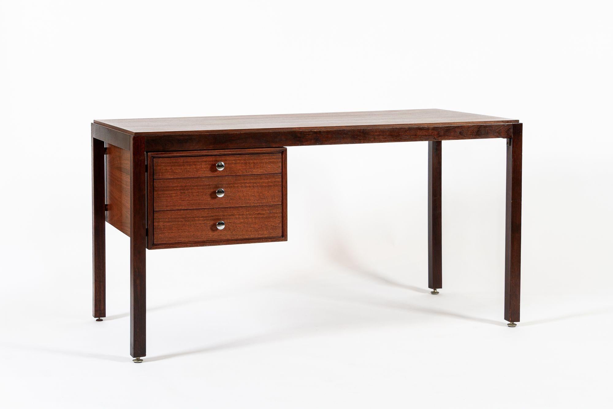 Mid Century Danish Wood Writing Desk with File Drawer 5
