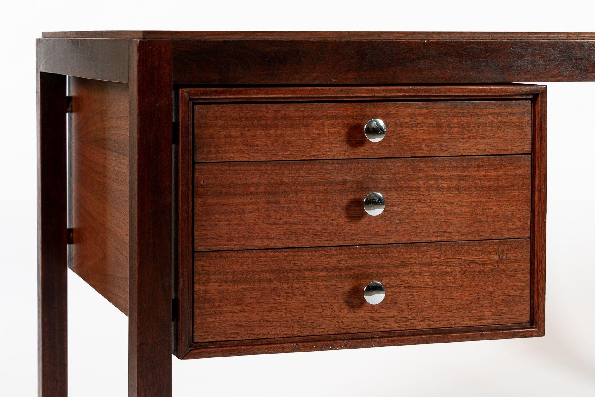 Mid Century Danish Wood Writing Desk with File Drawer 6