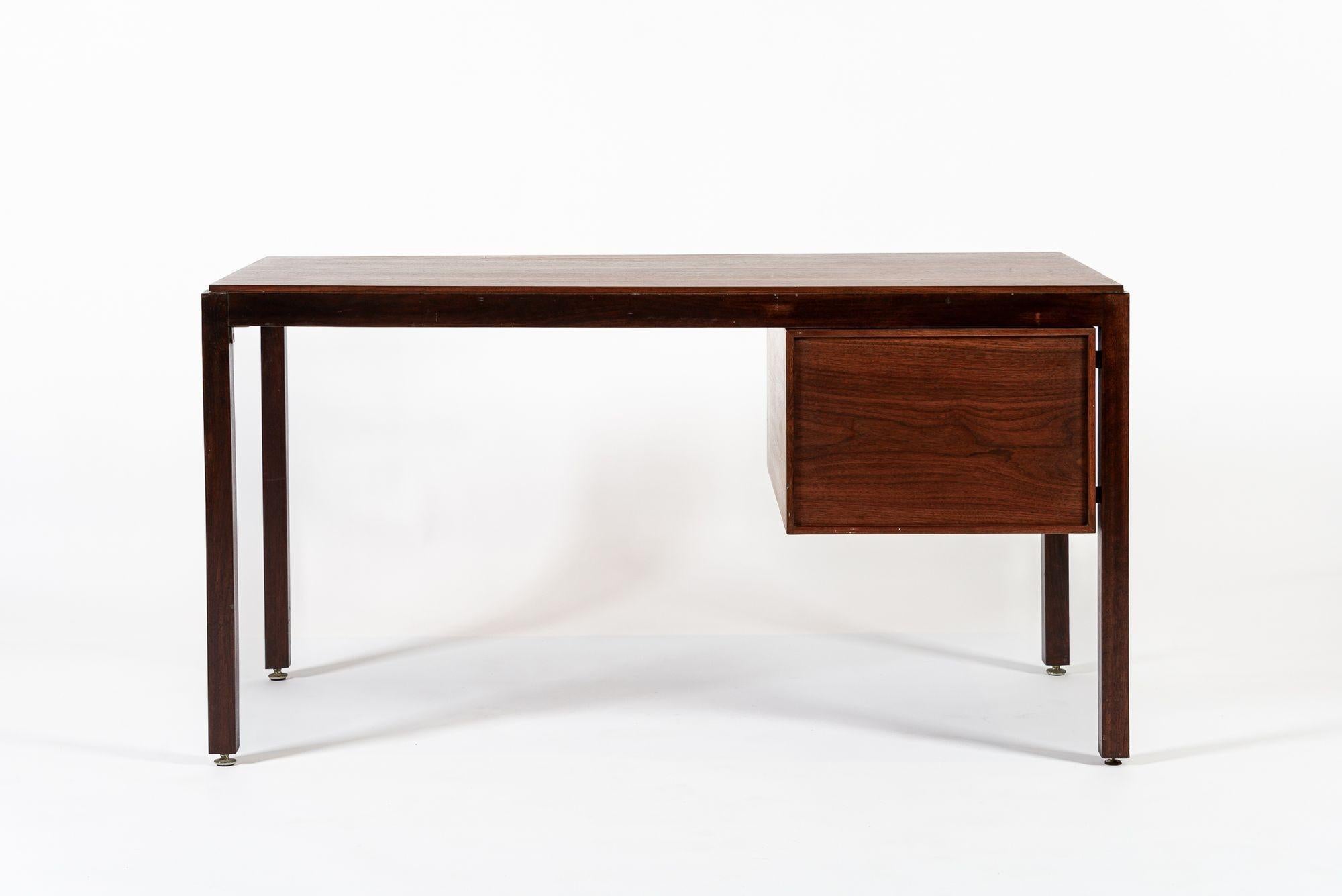 Mid Century Danish Wood Writing Desk with File Drawer In Good Condition In Detroit, MI