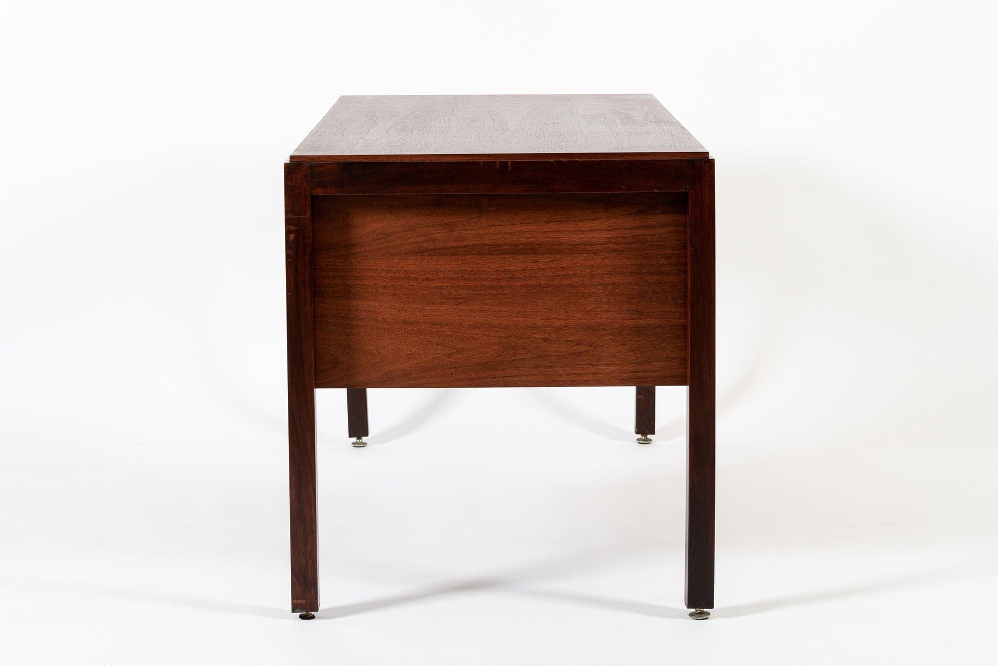 Metal Mid Century Danish Wood Writing Desk with File Drawer