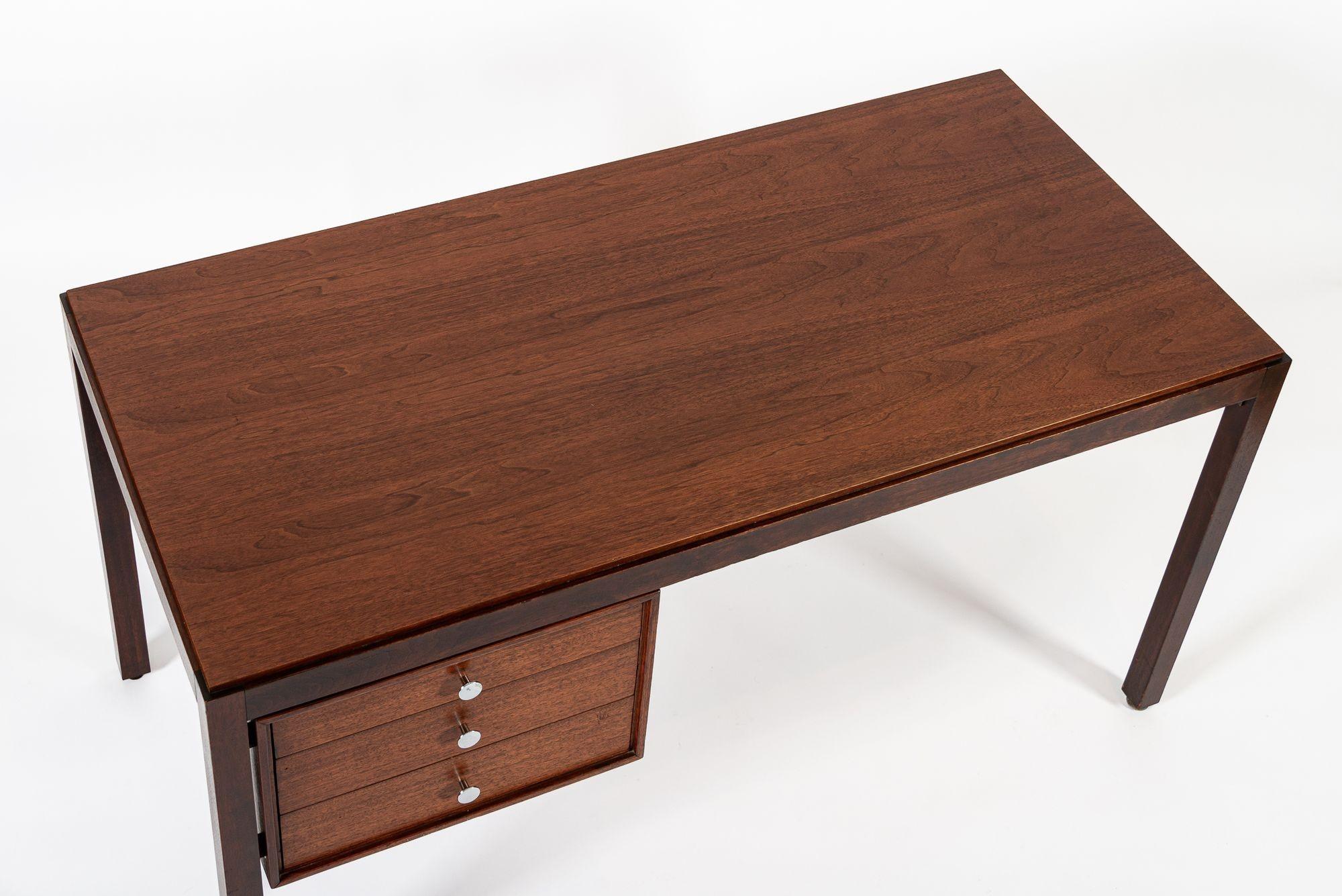 Mid Century Danish Wood Writing Desk with File Drawer 2