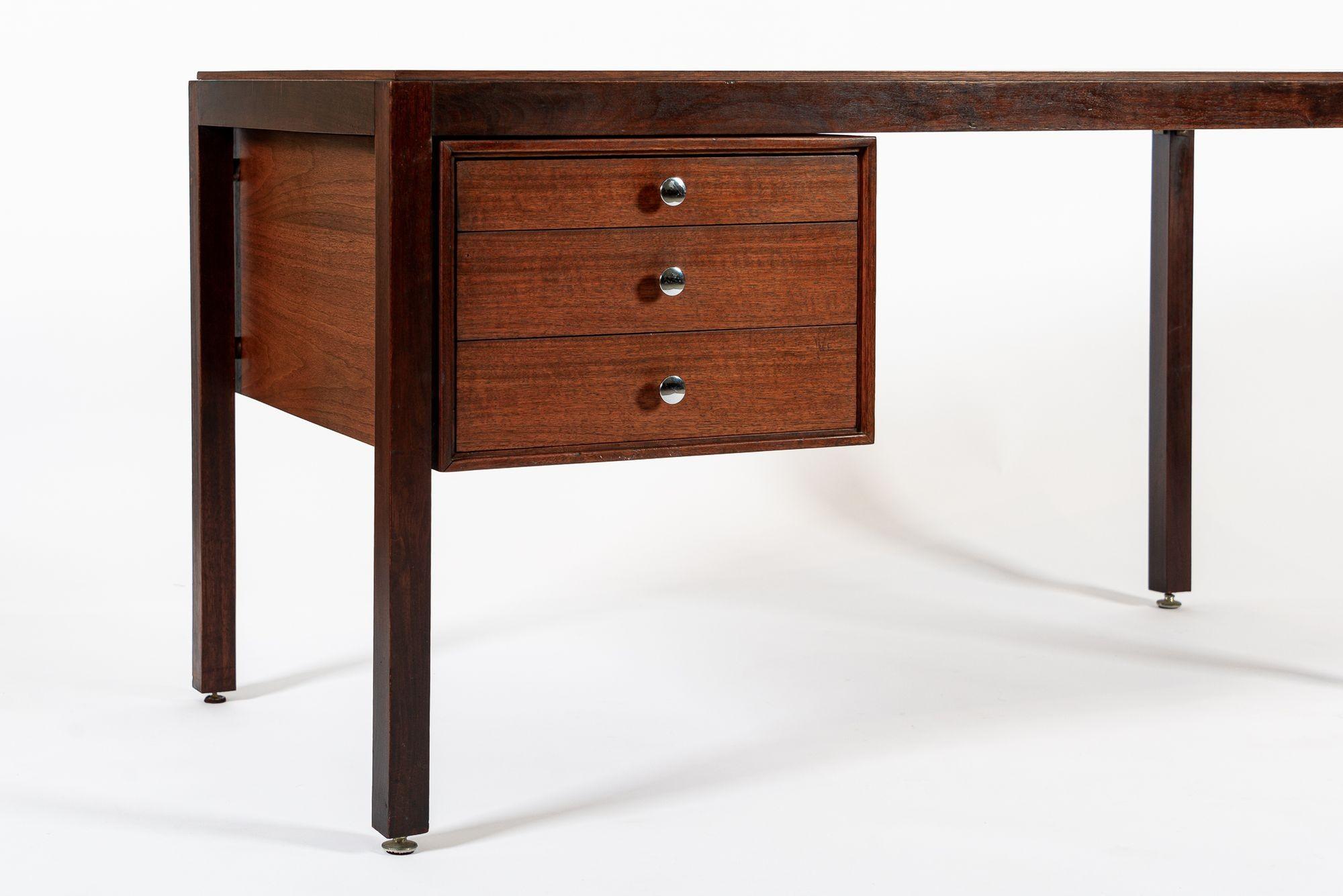Mid Century Danish Wood Writing Desk with File Drawer 3