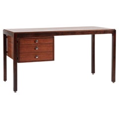 Mid Century Danish Wood Writing Desk with File Drawer