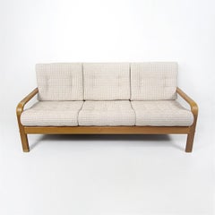 Mid-Century Danish Wooden Sofa Reupholstered in Houndstooth Fabric