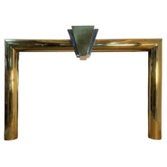 Mid-Century Danny Alessandro Brass & Steel Fireplace Mantel