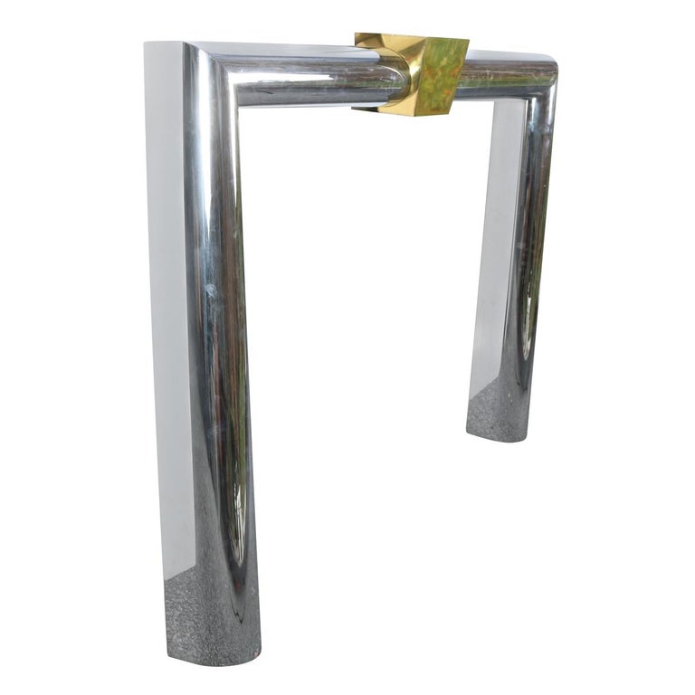 MidCentury Danny Alessandro Chrome and Brass Fireplace Mantel For Sale