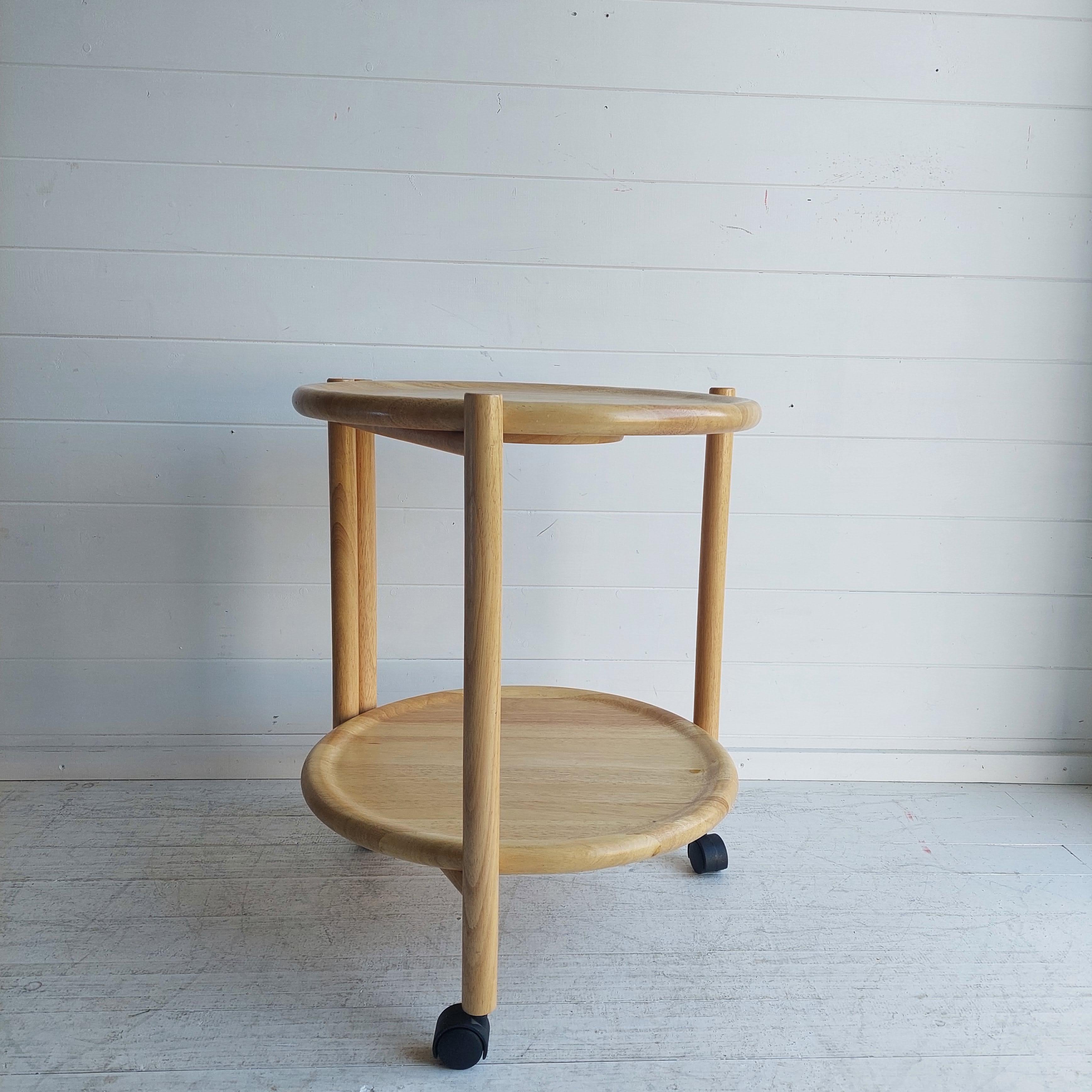 Mid-Century Dansk Jens Quistgaard Danish 2-Tier Trolley Lazy Susan 70s In Good Condition For Sale In Leamington Spa, GB