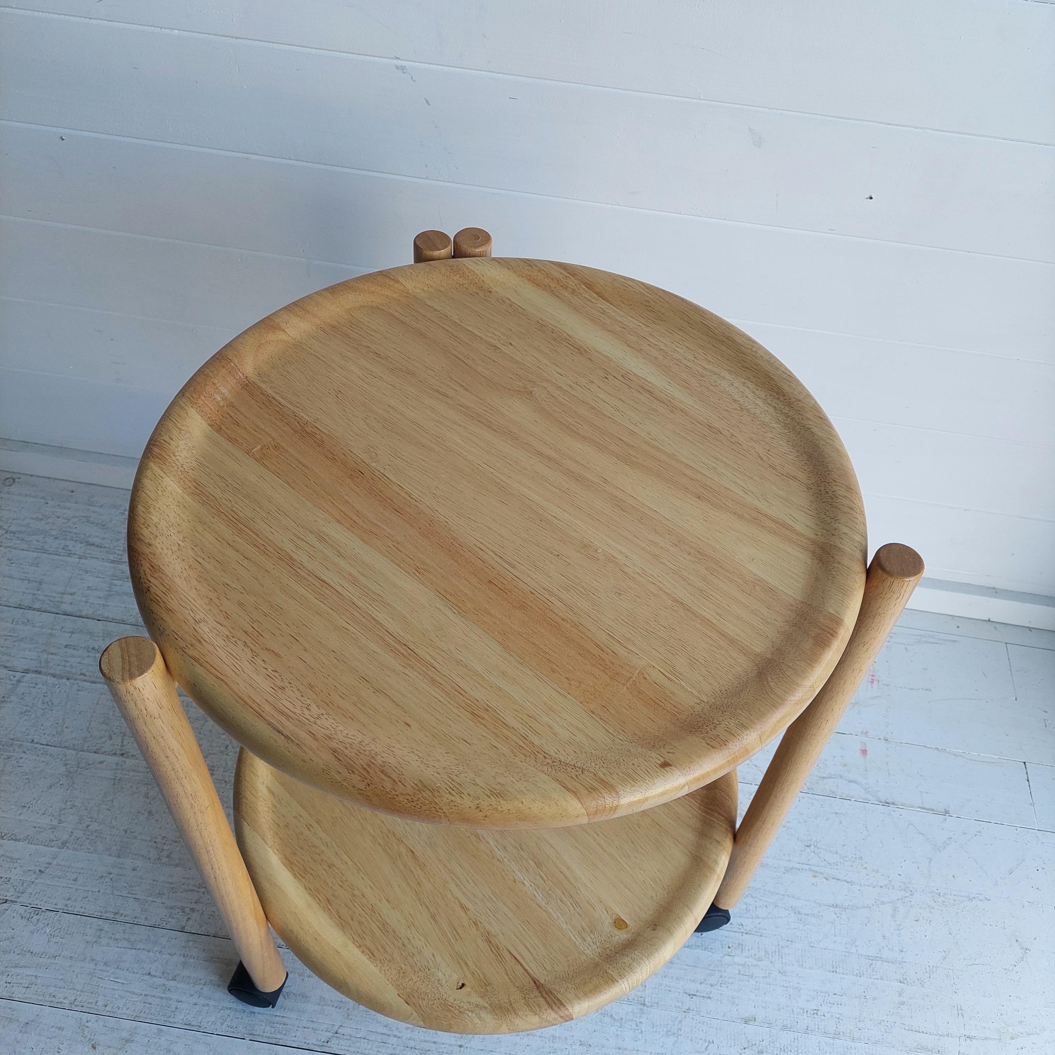 Beech Mid-Century Dansk Jens Quistgaard Danish 2-Tier Trolley Lazy Susan 70s For Sale