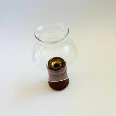 Mid Century Dansk Teak and Glass Candle Holder By Jens Quistgaard