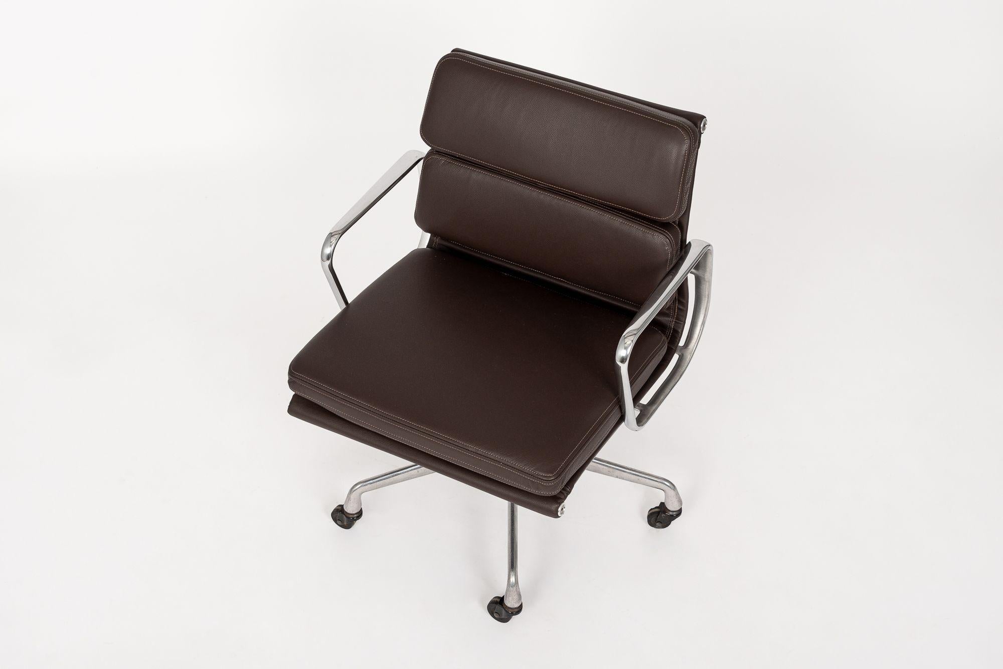 Herman Miller Eames Dark Brown Leather Desk Chair Soft Pad For Sale 1