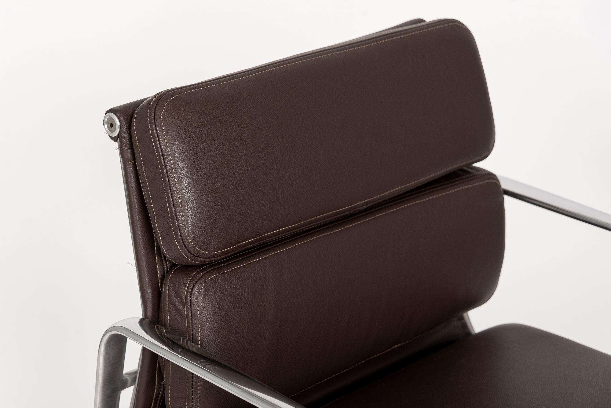 Herman Miller Eames Dark Brown Leather Desk Chair Soft Pad For Sale 2