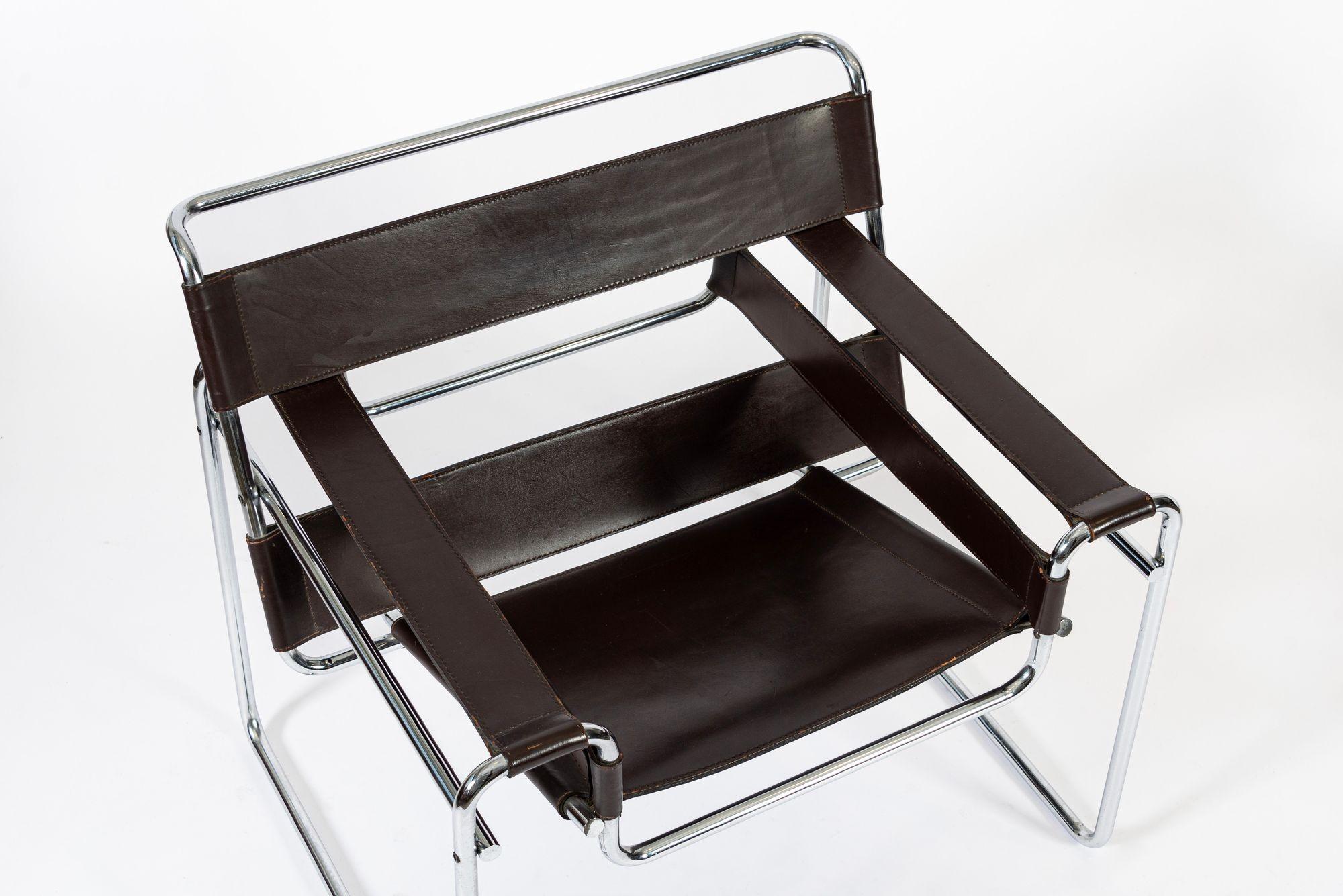 Fauteuils Wassily en cuir brun foncé du milieu du siècle par Marcel Breuer pour Knoll en vente 2