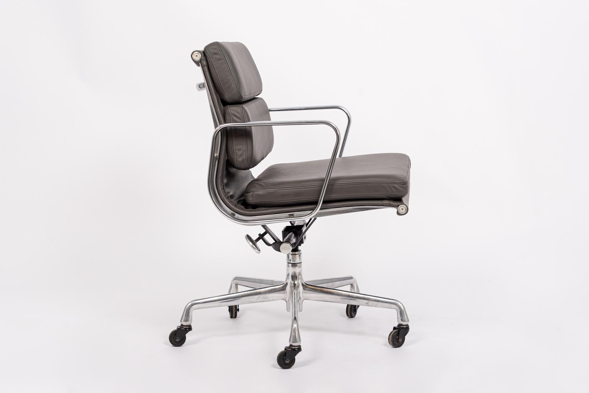 Contemporary Mid Century Dark Gray Leather Office Chair by Eames for Herman Miller